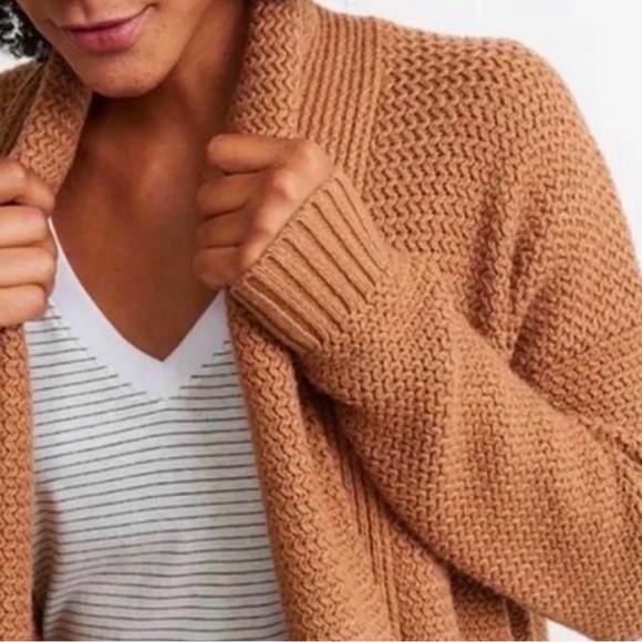 Marine Layer Womens Brooklyn Chunky Knit Cardigan Sweater XS Brown Open Front - Picture 2 of 11